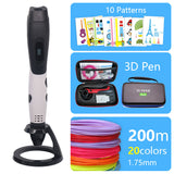 Fashion 3D pen 3D printer Pen and PLA / ABS safety plastic  Can be used outdoors USB powered Free delivery bag Christmas present