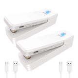 2pcs Plastic Bag Sealer USB Rechargeable 2-in-1 Mini Food Packaging Vacuum Machine 400mAh Handheld Practical Kitchen Tools