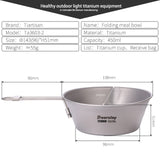 Titanium Bowl Ultralight Camping Dinner Bowl Food Container with Volume Marker for Home Outdoor Camping Hiking Backpacking