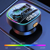 Car FM Transmitter Stereo Receiver MP3 Player Fast Charging Modulator Colorful Light Charger Bluetooth 5.0 Handsfree Car Kit