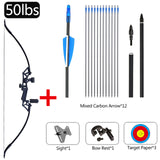 Archery 45/50lbs Recurve Traditional Hunting 12pcs Mixed Carbon Arrow Metal Handle Bow Practise Tool Jungle Fishing Shooting Bow