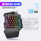 HXSJ J50 Ergonomic Keyboard  Mouse Combo Colorful Backlight One Handed Wired Gaming Keyboards 5500DPI PC Gamer Set For CS PUBG