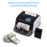 Bisofice Money Counter Machine Counterfeit Bill Detector Automatic Money Detection Top Loading with UV MG IR for EURO US Dollar