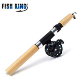 FISH KING Winter Ice Fly Fishing Rod 50/75 CM 2 Sections Fishing Rods With Fishing Wheel Reel  I Gear Tackle