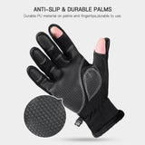 Winter Fishing Gloves with Finger Holes Waterproof Windproof Winter Fleece Gloves for Fishing Hiking Camp Everything for Fishing