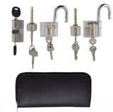 Practice Pick Set for Locksmith Beginner,24pcs Remove Pick Tool with Various Transparent Locks Combination,Locksmith Tools Kit