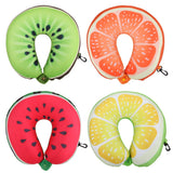 Fruit U Shaped Travel Pillow Nanoparticles Neck Pillow Watermelon Lemon Kiwi Orange Car Pillows Soft Cushion Home Textile