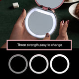 Portable LED Makeup Mirror 3 Dimmable Touch Brightness Beauty Rechargeable Mini Round LED Vanity Cosmetic Mirrors For Gift