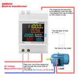 45Hz-65Hz Digital Din Rail Power Energy Meter Wattmeter AC 40-300V 100A Voltmeter Ammeter Monitor