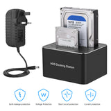 NEW Dual-bay Hard Drive Docking Station for 2.5/3.5inch HDD SSD SA-TA to USB 3.0 HDD Docking Station with 12V3A Power Adapter