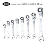 Flex Head Ratcheting Wrench Set,Combination Ended Spanner kits, Chrome Vanadium Steel Hand Tools Socket Key Ratchet Wrench set
