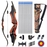 30/40/50 Lbs 60 Inch Hunting Recurve Bow Maple Beauty Hunting Bow and Arrow Quiver Accessories Package Archery Equipment