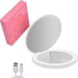 Mini Portable Folding Travel Mirror LED Light Makeup Mirror Compact Mirror 10X Magnification 2-sided Beauty Makeup Round Mirror