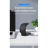15W Magnetic Wireless Charger 3 in 1 for iPhone 11 12 8 Plus XR, for Earphone, Fast Charging Stand, Wireless Charger