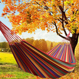 Outdoor Camping Striped Hammock Canvas Hammock Swing Garden Swing Hammock Outdoor Camping Hanging Chair (European Blue)