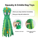 No Stuffing Plush Squeaky Plush Dog Toy Octopus Squid Dog Squeak Chew Toys Soft Sounding Indoor Interactive Ringing Paper Puppy