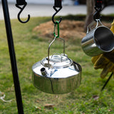 Outdoor Stainless Steel Kettle Locking Handle Camping Hung Pot Portable Coffee Pot Picnic Cooker Teapot 1L Cookware Equipment