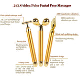 3-IN-1 Face Massager Bar 24k Golden Pulse Beauty Facial Care Set Instant Face Lift Anti-Wrinkles Electric Skincare Face Roller