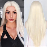 Wig Women's Middle Parted Long Straight Blonde Hair Cover Chemical Fiber Head Cover