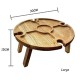 Wooden Folding Picnic Table Outdoor Wine Table with Glass Holder 2 In 1 Wine Glass Rack Outdoor Portable Camping Folding Table