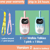 Wireless 2Pcs Kids Walkie Talkie with Lanyards Outdoor 3KM Interactive Toy Transceiver Flashlight Interphone Gifs for Boys Girls