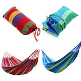 2021 Portable Outdoor Garden Hammock Hang BED Travel Camping Swing Canvas Stripe 1-2 Person Portable Hanging Bed Dropship