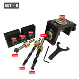 3 In 1 Woodworking Dowel Jig Set, Drill Guide Dowelling Jig Master Kit Pocket Hole Jig Drill Locator W/ 6/8/10/15mm Drilling Bit
