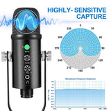 USB Microphone,Condenser Recording Microphone with Mute and Echo for Laptop Pc Mac Phone Studio Recording, Broadcast