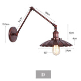 Black Rustic Vintage Swimming Arm Wall Lamp Retro Long Reading Lights on the Wall Adjustable Iron Applique Murale Luminaire Home
