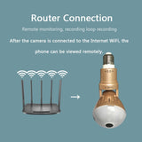 360° WIFI Retractable E27 Smart Fisheye Bulb Camera 1080P Panoramic Universal Dual-light Home Security Lamp Night Vision IP Cam