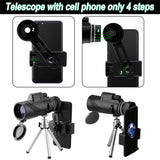 High-power BAK4 Monocular telescope with fast smartphone stand Waterproof Professional HD ED Glass With Tripod Phone Clip