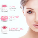 Facial Cleansing Brush With 3 Bi-directional Spin Brush Heads  Waterproof Face Spa System Deep Scrubbing Skin Care Face Massager