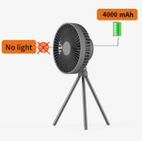 Portable Camping Fan Rechargeable Mini Fan USB Outdoor Camping Ceiling Fan With Led Light Tripod Stand Desktop Fan Gray/White