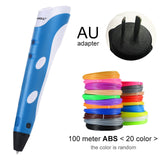 3D Pen Model 3D Printer Drawing Magic Printing Pens With 100M Plastic ABS Filament School Supplies For Kid Birthday Gifts