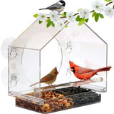 Acrylic Anti-squirrel Transparent Window Bird Feeder With Powerful Suction Cup And Detachable Sliding Tray