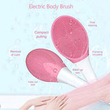 Body Massager Brush with 3 Level Vibration Electronic Waterproof Back Scrubber Facial Cleansing Brush With Long-handle Bath Spa