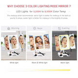 Foldable Double Triple Magnifying Table Mirror With Warm Cold White LED Light Battery Power Portable Women Cosmetic Makeup Tool