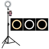 Dimmable LED Ring Light Photographic Lighting With Phone Clip And Tripod Ring Lights For Live Streaming Makeup Free Shipping