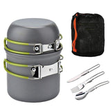 Outdoor Camping Cookware Set Portale Tableware Cooking Travel Cutlery Utensils Pot Pan Hiking Picnic Tools Orange Handle