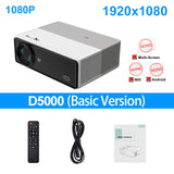 Salange D5000 Projector Full HD Video 6000 Lumens Android Video Home Theater For Phone Compatible with HDMI WiFi Bluetooth