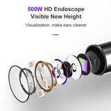 USB Intelligent Visual Ear Stick Ear Picker 500W Wireless High Precision Endoscope Mini Camera Otoscope Borescope Ear Cleaner