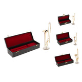Mini Musical Instrument Model Miniature Trombone with Box for 1/4 1/6 1/8 1/12 Dollhouse Accessories