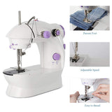 Sewing Machine Mini Portable Household Night Light Foot Pedal Straight Line Hand Table Two Thread Kit Electric