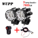 2PCS Universal 9 Chips Headlight LED Motorcycle Motorbike 7800 LM Moto Spotlight Waterproof Fog Spot  Motos Bulb Super bright