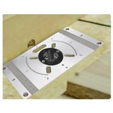 KKMOON Aluminum Alloy Router Table Insert Plate Trimming Machine Engraving Tool Flip Board with 4 Rings for Woodworking