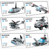 472pcs 6IN1 SWAT City Police Shipping Marine Boat Aircraft Model Building Blocks Car Creative friends Bricks Toys for Children