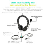 Wired Headset Headphone USB with Microphone Adjustable Headband Earphone Volume Control Speaker Mic Mute Volume adjustment
