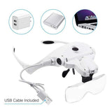 Head Wearing Glasses Magnifier USB Charging Head Magnifier For Low Vision Headband Eyewear With 2 LED Light 5 Lens 2020