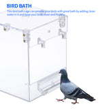Large Bird Shower Cage Bird Bath Cage Transparent Plastic Bird Bathtub Bird Feeder with Hanging Hook and Installation Screw Knob