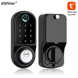Smart Deadbolt Keyless Entry Electronic Touch Scree Front Bluetooth Tuya APP Control Card Passcode Ekeys Sharing Auto Door Lock